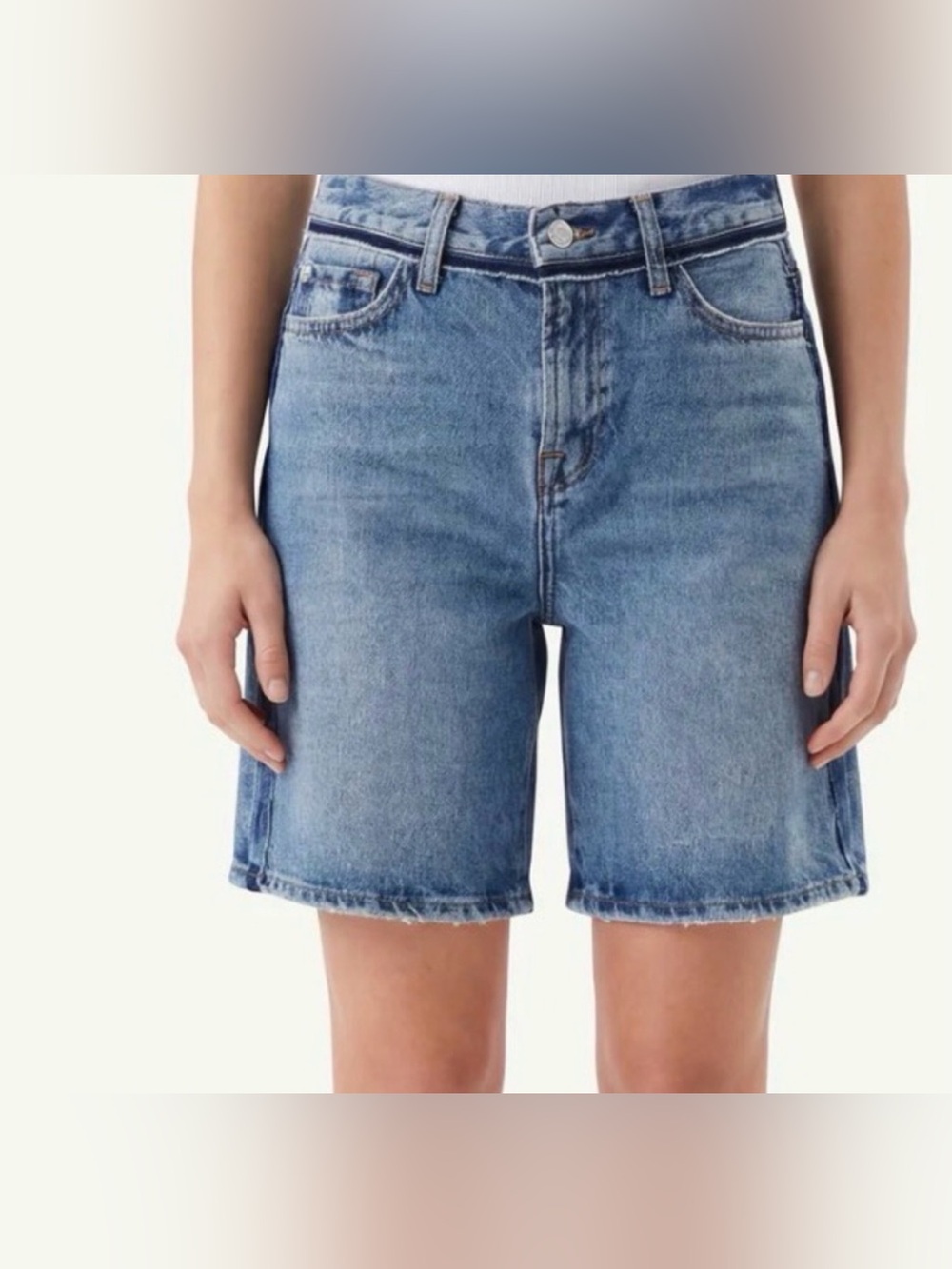 7 For All Mankind Light Blue Mid-Rise Denim Bermuda Shorts Lola shorts size 27